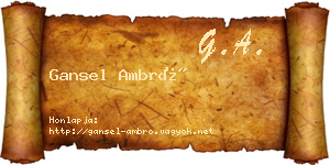Gansel Ambró névjegykártya